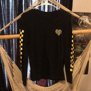 Vans black and yellow checkerboard long sleeve top